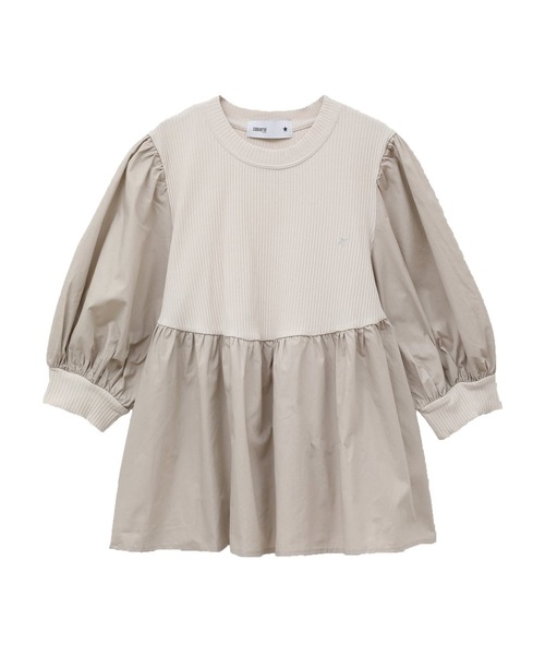 tシャツ VOLUME SLEEVE RIB DOCKING TEE レディース