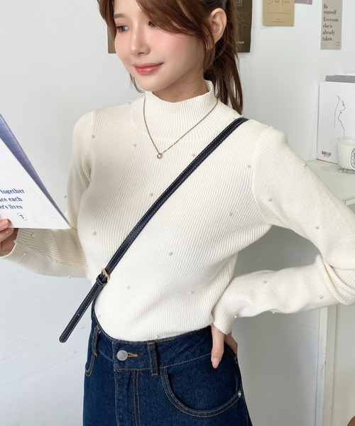 M-premier - M&#39;S select ハイネックパフスリーブニットプルオーバー SPECIAL SALE / ハイネックパフスリーブブラウス | m-i-d | M