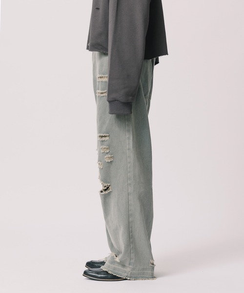 パンツ CRASH pants Theater code ジーンズ asymmetric crash denim pant/クラッシュ