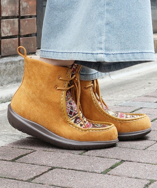 タトラス　ハイカット　モカシンシューズ　04 チャッカブーツ チチカカ（TITICACA） ブーツ キカファブリックモカシンブーツ