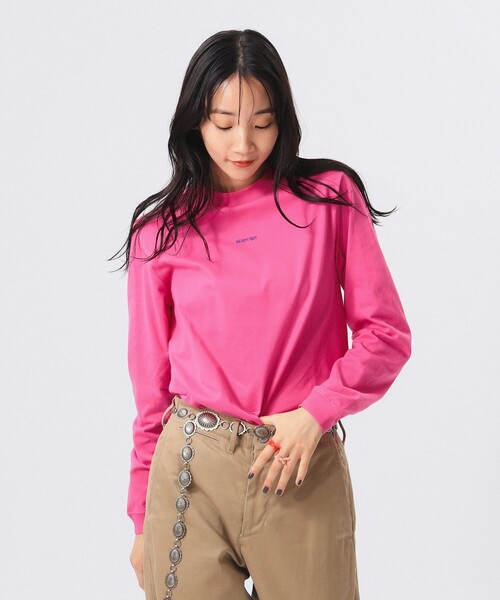 BEAMS BOY tシャツ ボーイ ミニロゴ ロングスリーブ Tシャツ 