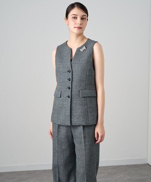 ANAYI（アナイ） コート アウター ワッフルツイードペプラムジレ