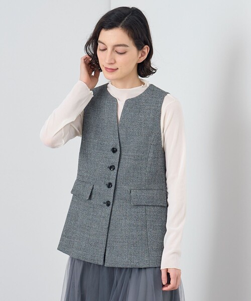 ANAYI（アナイ） コート アウター ワッフルツイードペプラムジレ