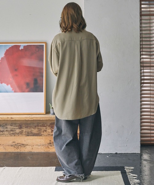 ブラウス シャツ ビッグアソートプリントシャツ「ユニセックス」 レディース メンズ ブラウス シャツ アソートナンバリング刺繍 バンドカラー ビッグ
