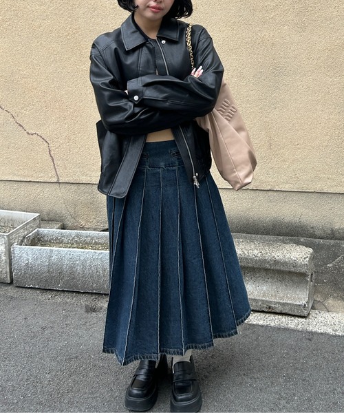 レザージャケット ライダース 襟付き 合皮ライダースブルゾン FX24W011