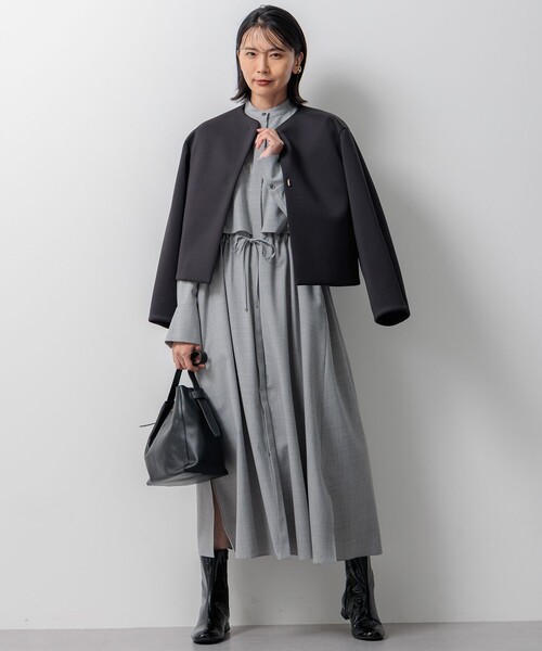 23区 ネオプレーンジャージー ノーカラージャケット ショートコート サイズ38 23区 ジャケット ノーカラージャケット 「洗える」ネオプレーン