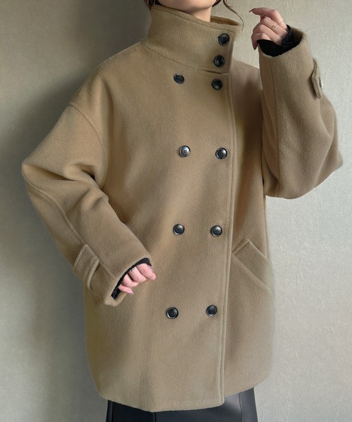 JUNOAH（ジュノア） コート アウター スタンドカラーミドルコート