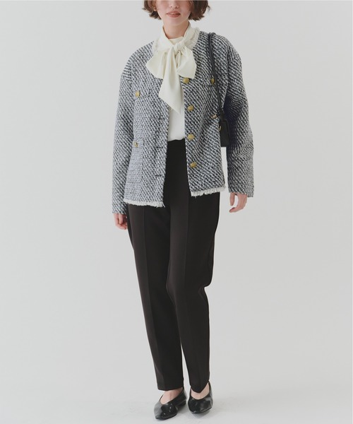 titivate ジャケット ノーカラージャケット ノーカラーツイード