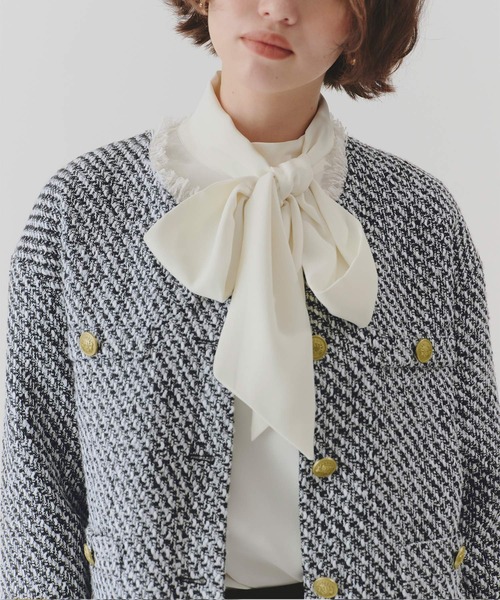 titivate ジャケット ノーカラージャケット ノーカラーツイード
