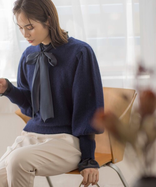 組曲（KUMIKYOKU） ニット セーター フラッフィーファー パフスリーブ