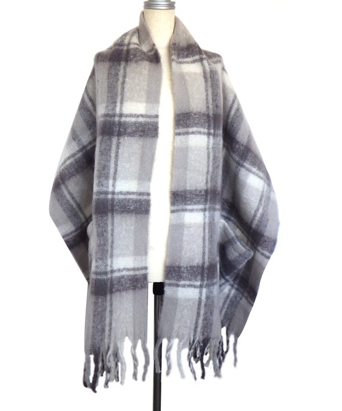 AVALON ストール マフラー ポケット付きチェックストール レディース