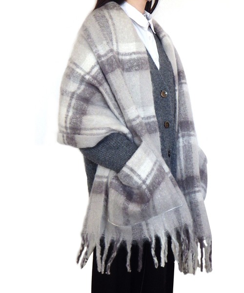 AVALON ストール マフラー ポケット付きチェックストール レディース