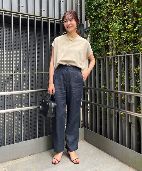 「SLOBE IENA」 半袖ニット FREE ネイビー レディース 新品 SLOBE IENA ニット 紺 アイスコットン 綿 半袖ニット