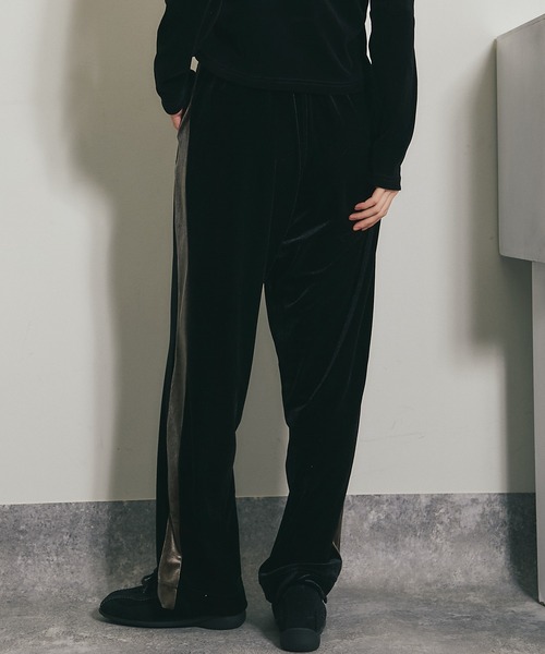 パンツ ベロアサイドラインストレートパンツ レディース : ZOZOTOWN
