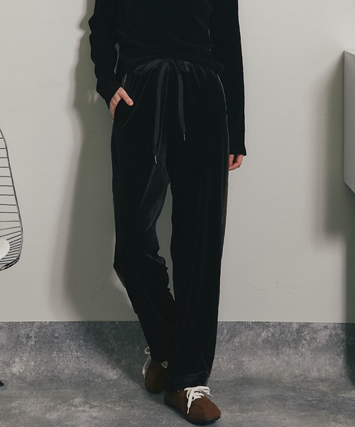 パンツ ベロアサイドラインストレートパンツ レディース : ZOZOTOWN