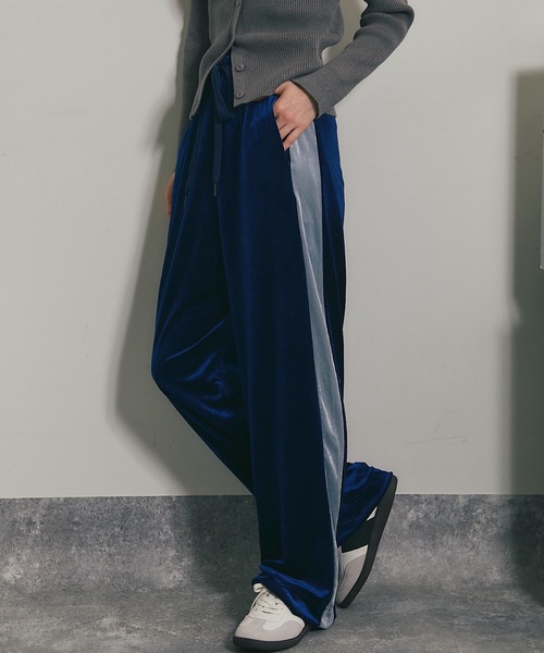 パンツ ベロアサイドラインストレートパンツ レディース : ZOZOTOWN