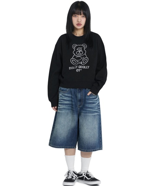 ★OY★STONE DOLLY CROPPED CREWNECK - MELANGE★正規品/送料込 OY トレーナー スウェット 「OY/オーワイ」 STONE DOLLY CROPPED