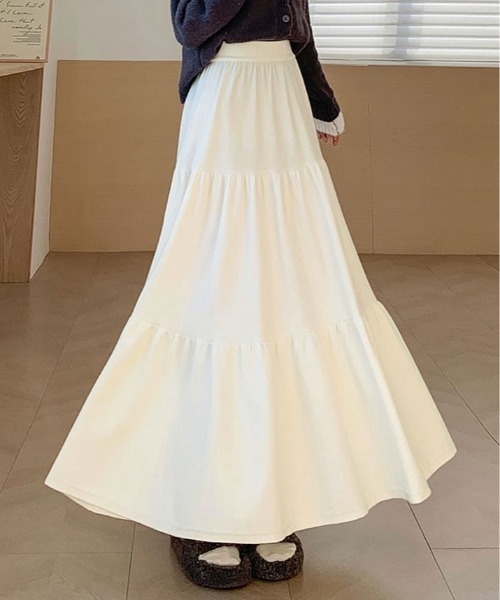 ackaアイボリー ティアードロングスカート スカート 三段 ティアード ロング : ZOZOTOWN Yahoo!店 - 通販 - Yahoo
