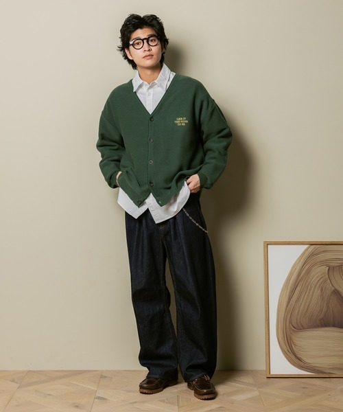 RAGEBLUE（レイジブルー） カーディガン ワンポイント刺繍/レター