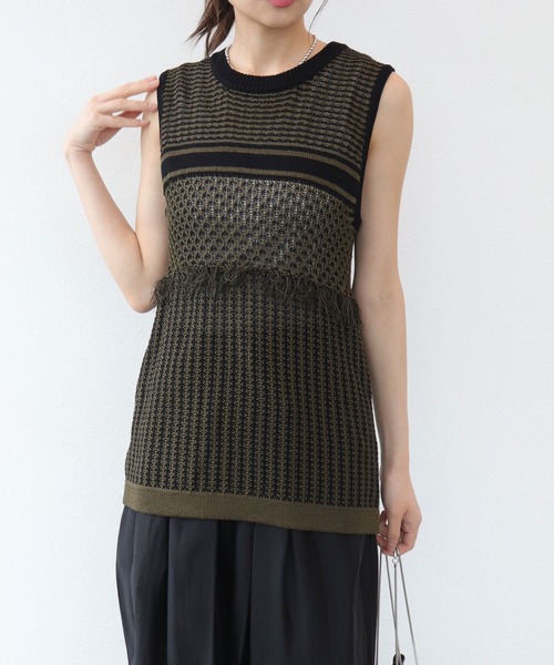 ニット セーター 「CHIGNON/シニヨン」柄ジャガード編ノースリニットプルオーバー レディース