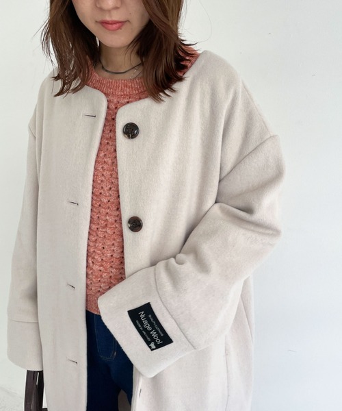 「archives」 ノーカラーコート MEDIUM ブラック レディース_画像9