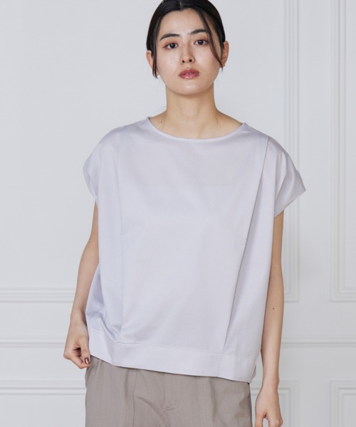 tシャツ ストライプタックスリーブカットソー レディース