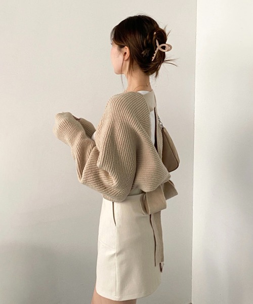 「me+em select」 ニットボレロ FREE ベージュ レディース_画像2