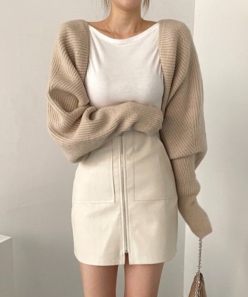 「me+em select」 ニットボレロ FREE ベージュ レディース_画像3