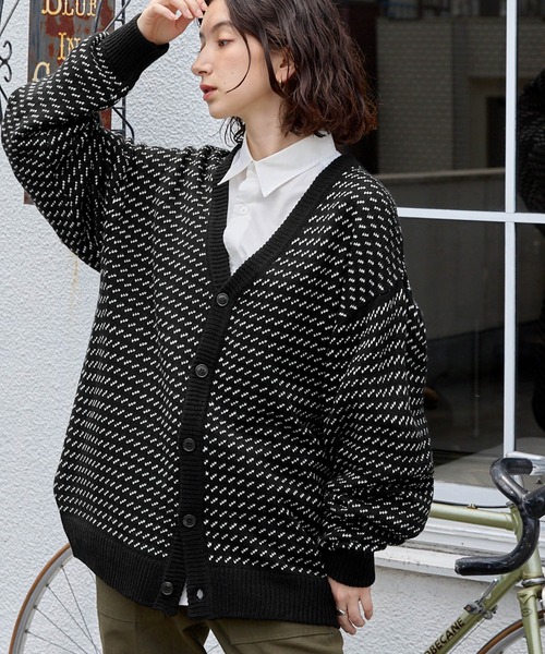 「BARK MANHATTAN」 ニットカーディガン L ネイビー メンズ_画像7