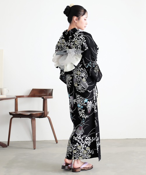 KIMONOMACHI レディース 浴衣帯 半幅帯 単品 雪と菱格子 大人 小袋帯