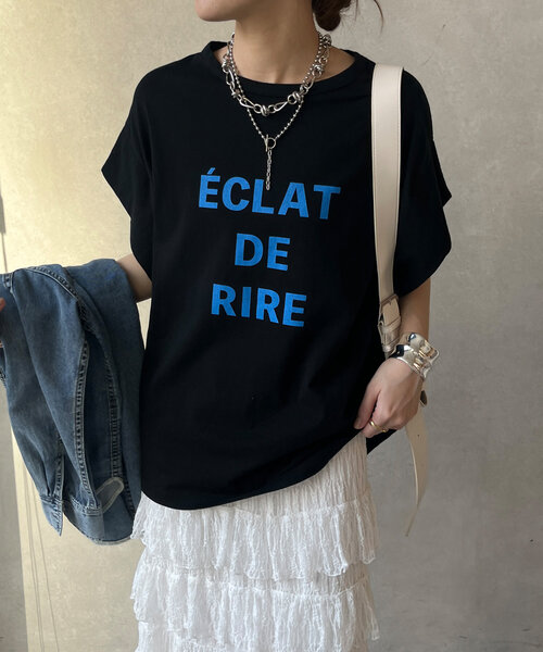 tシャツ タックスリーブロゴTEE レディース