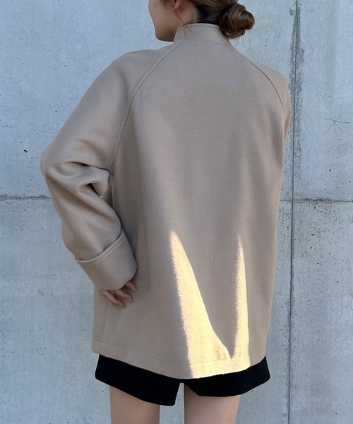 「JUNOAH」 ノーカラーコート LARGE グレイッシュベージュ レディース_画像6