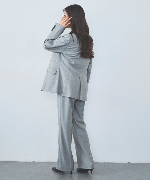 スラックス パンツ 「Premium」super100’sウールブレンドフレアパンツ レディース_4