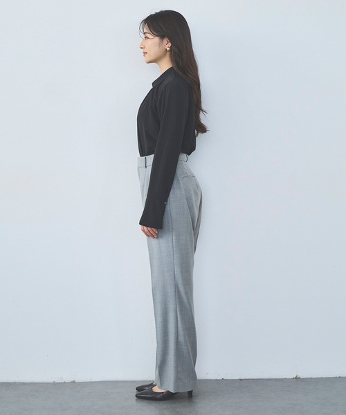 スラックス パンツ 「Premium」super100’sウールブレンドフレアパンツ レディース_6