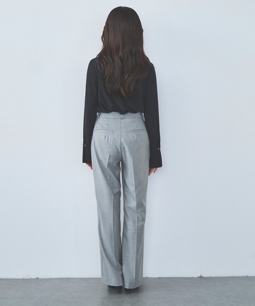 スラックス パンツ 「Premium」super100’sウールブレンドフレアパンツ レディース_7