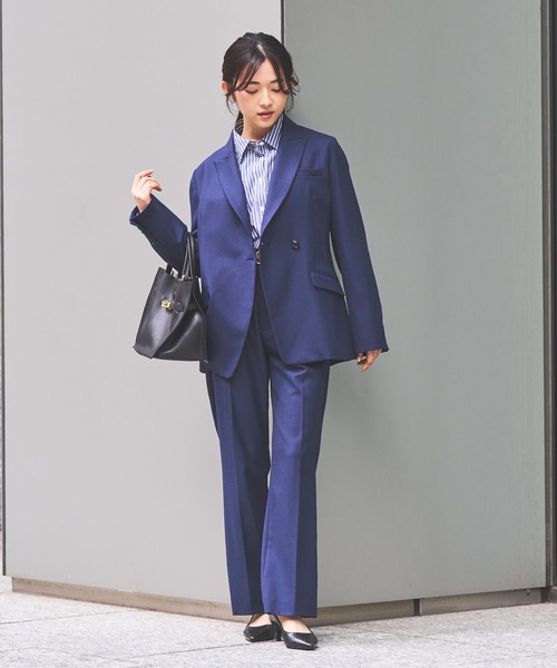 スラックス パンツ 「Premium」super100’sウールブレンドフレアパンツ レディース_9