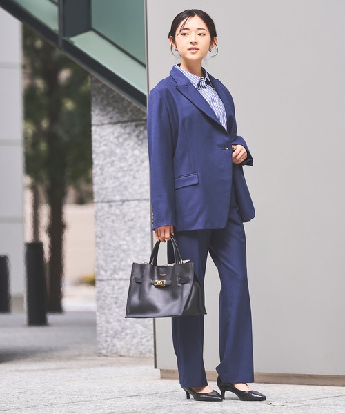 スラックス パンツ 「Premium」super100’sウールブレンドフレアパンツ レディース_10