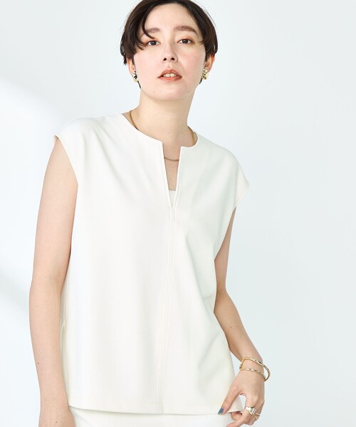 tシャツ キーネックプルオーバー レディース セール】ポロキーネックニットプルオーバー（Tシャツ/カットソー