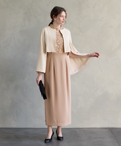 AIMER（エメ） ドレス メッシュフラワーレース×マットサテンフリル