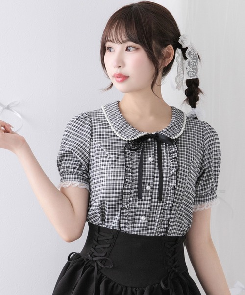 ブラウス シャツ 丸襟クラシカルガーリーブラウス「大きいサイズ有り」 レディース