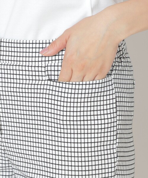 パンツ ウインドウペン スリムパンツ レディースの画像