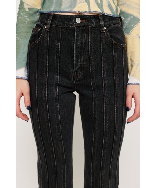 「SLY」 加工ブーツカットデニムパンツ 1 ブラック レディース