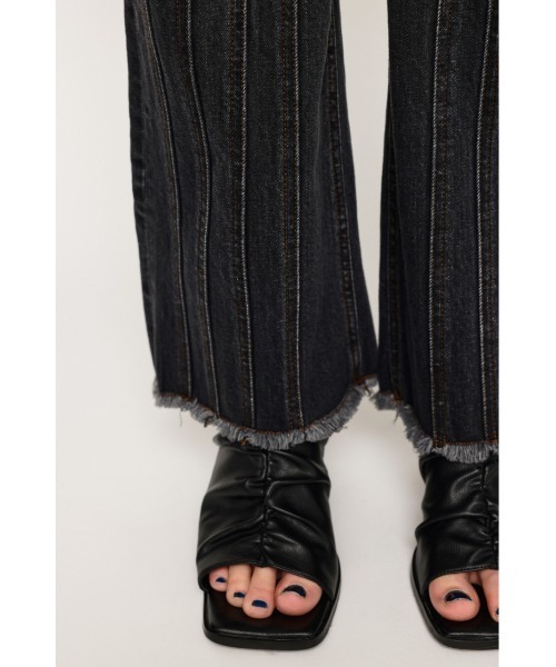 「SLY」 加工ブーツカットデニムパンツ 1 ブラック レディース