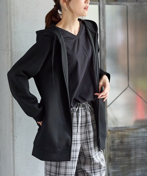 Honeys（ハニーズ） パーカー きれいめロングジップ レディース