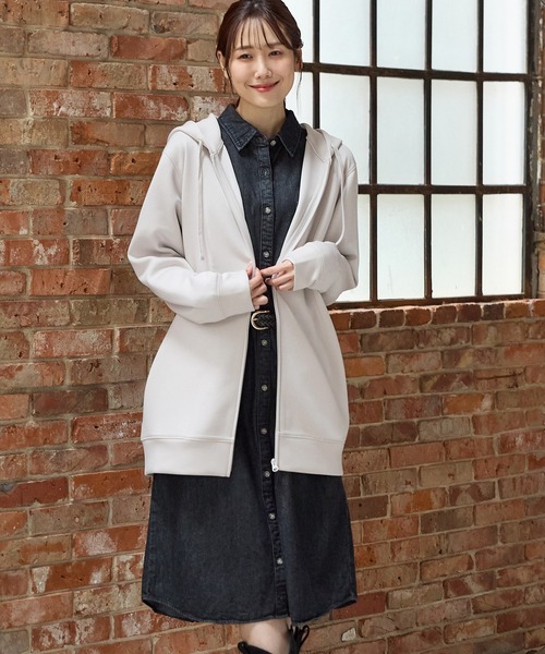 Honeys（ハニーズ） パーカー きれいめロングジップ レディース