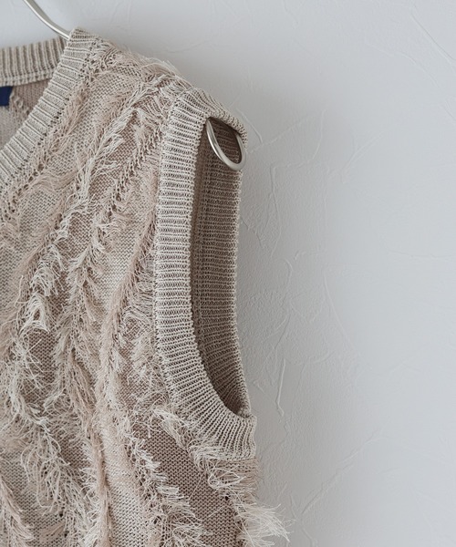 tyn.TGOR フリンジニットベスト ブラウン ジレ ニットベスト NEUNA