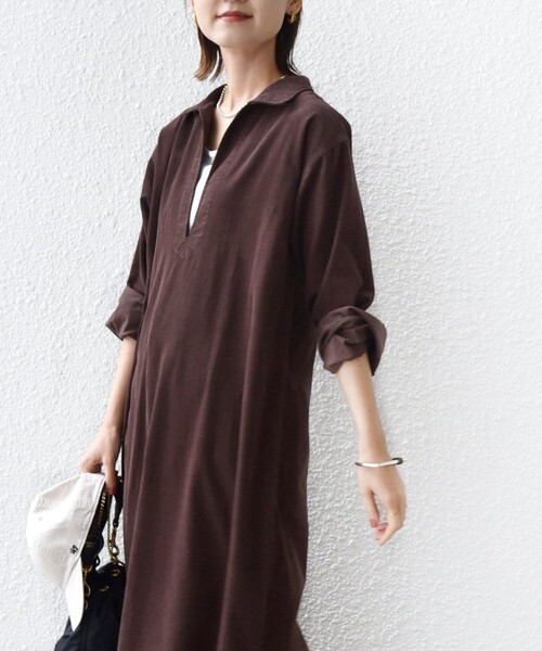 シップス（SHIPS）/【WEB限定】〈洗濯機可能〉スキッパー コーデュロイ ワンピース SHIPS（シップス） ワンピース 「WEB限定」「洗濯機可能」スキッパー