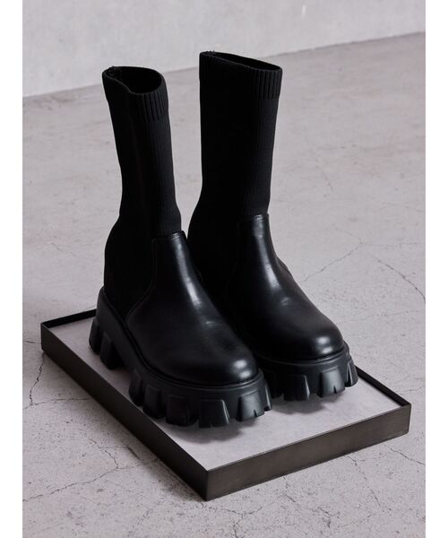 GYDA（ジェイダ） ブーツ ニットドッキングショートブーツ レディース