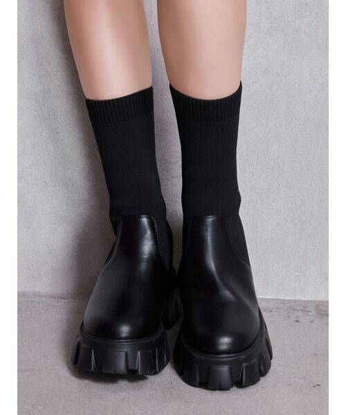 GYDA（ジェイダ） ブーツ ニットドッキングショートブーツ レディース