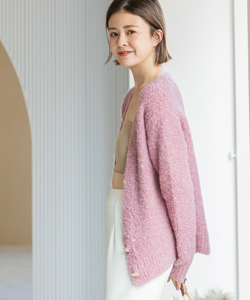 「U by SPICK&SPAN」 ニットカーディガン - ピンク レディース_画像9